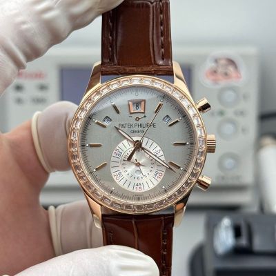 Patek Philippe Complications 5961P-001 Silver Dial Diamond Bezel Watch grandmaster chime replica